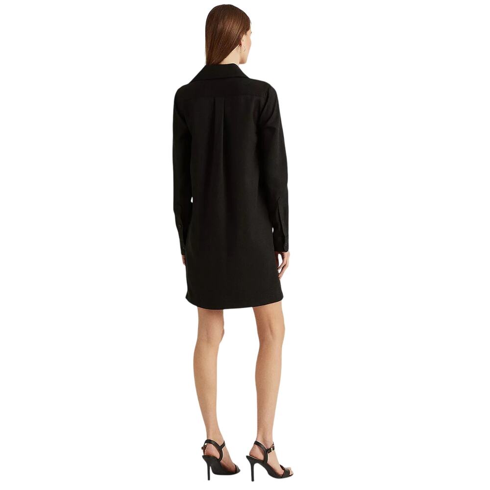 Lauren Ralph Lauren Women Black Lyocell Twill Lace-Up Placket Dress Size 4 - Picture 3 of 10